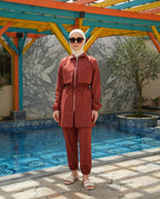Burkini Gris Long ,Modèle Élégant & Modeste